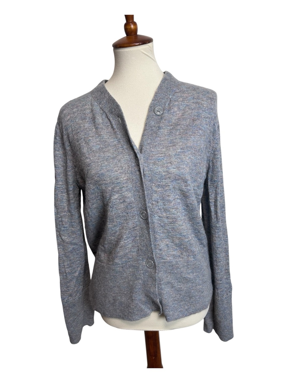 COS Wool/Alpaca blend Women’s Heathered Blue Grey Button-Front Cardigan size S
